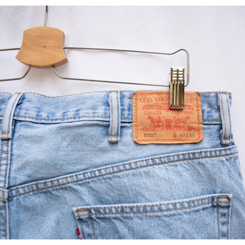 Levis Jeans Mens 40x30 Blue 550 Relaxed‎ Straight American Light Wash Denim